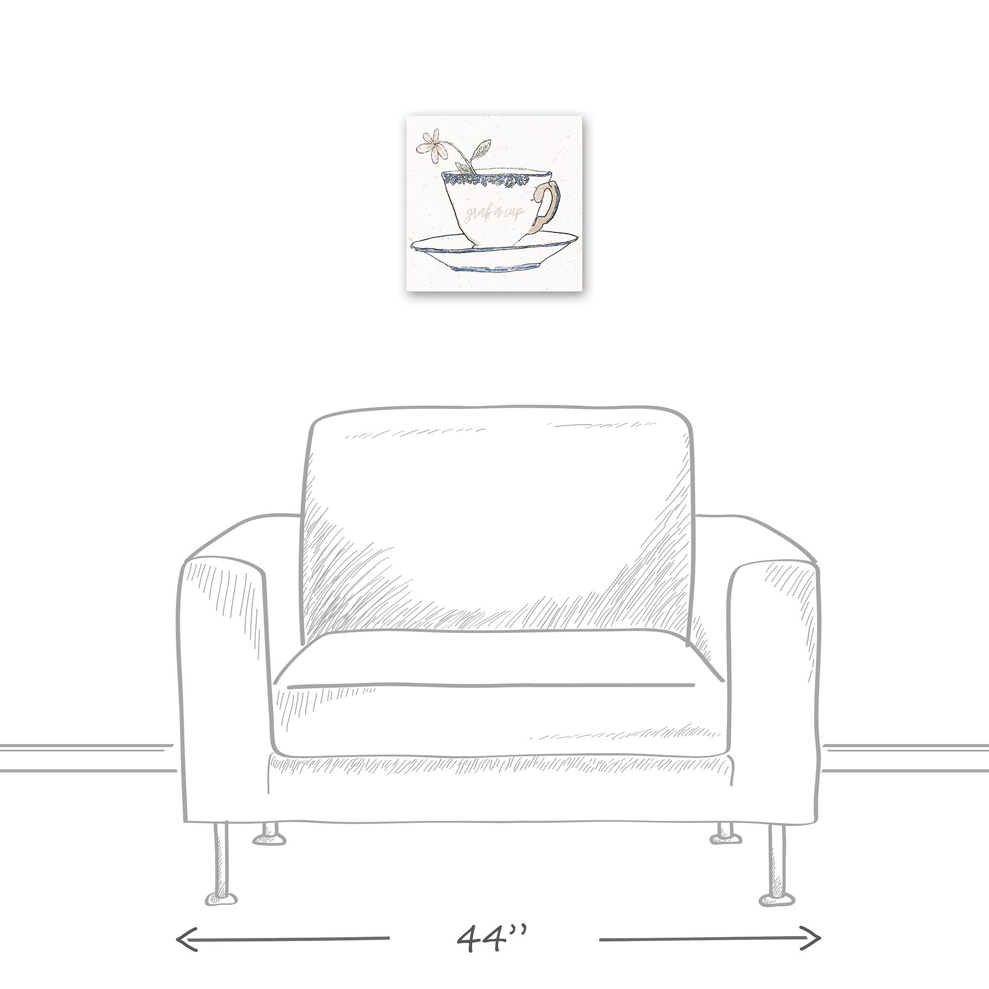 Tea Cup With Flower 12" x 12" Canvas Wall Art